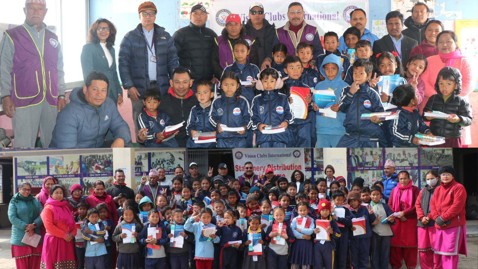 भिनज क्लबसद्वारा एकै साथ काठमाडौंका २ बिद्यालयलाई शैक्षिक सामग्री सहयोग