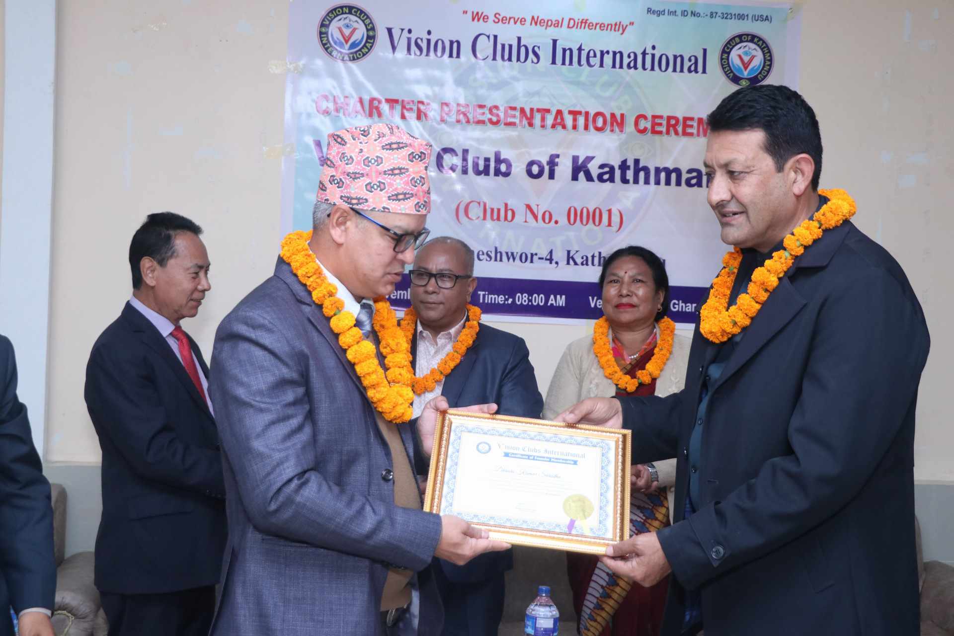 भिजन क्लवस् ईन्टरनेशनलको पहीलो क्लव 'भिजन क्लव अफ काठमाडौं'को चार्टर हस्तान्तरण सम्पन्न